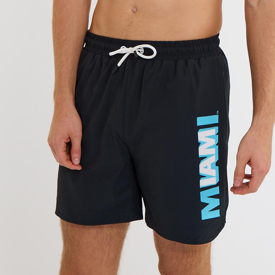 IAM MIAMI Black Ocean Drive Swim Trunk